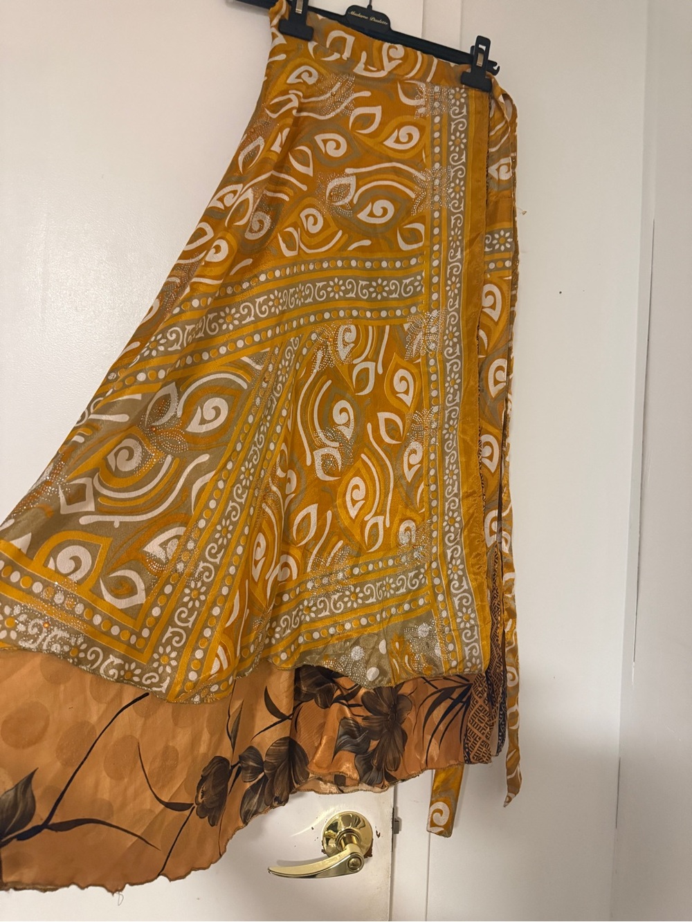 Mustard Yellow Printed Maxi wrap Skirt